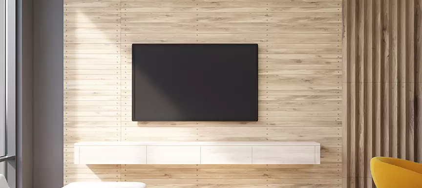 Modern TV Wall Design - Wood Panel Pop
