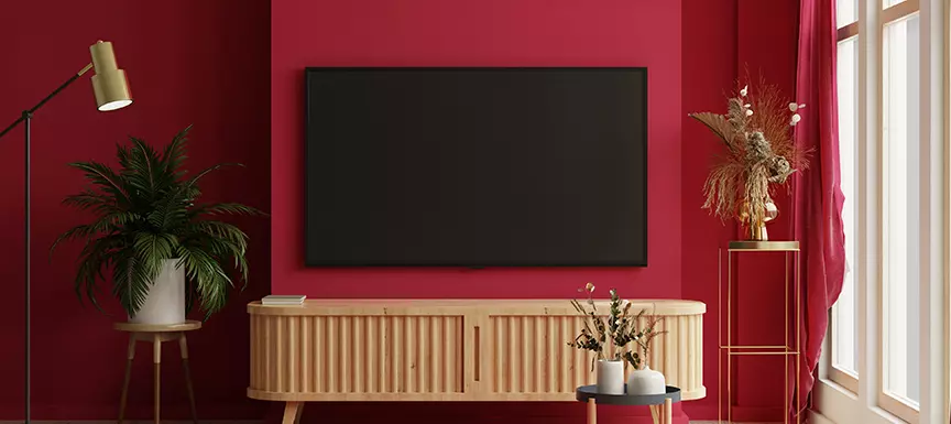 Rich Red TV Wall Paint Colour Ideas