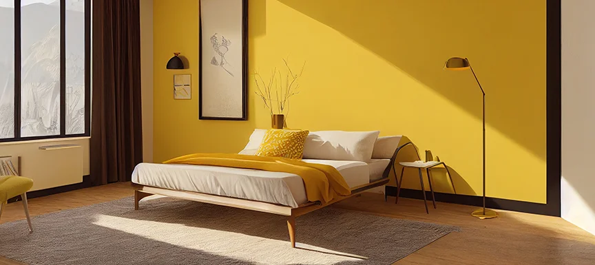 Gold & Yellow Accent Wall Colour for Bedroom