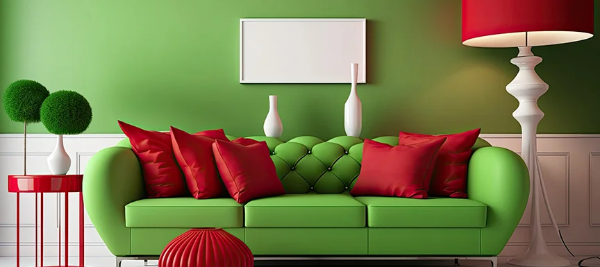 Living Room Accent Wall with Blue & Green