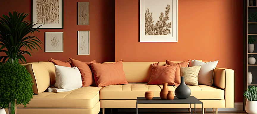 Living Room Accent Wall with Brown & Beige