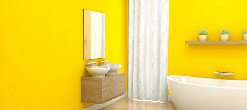 Yellow-Coloured Bathroom Walls