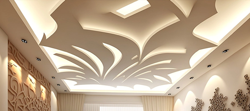 Layered Living Room Main Hall False Ceiling Design