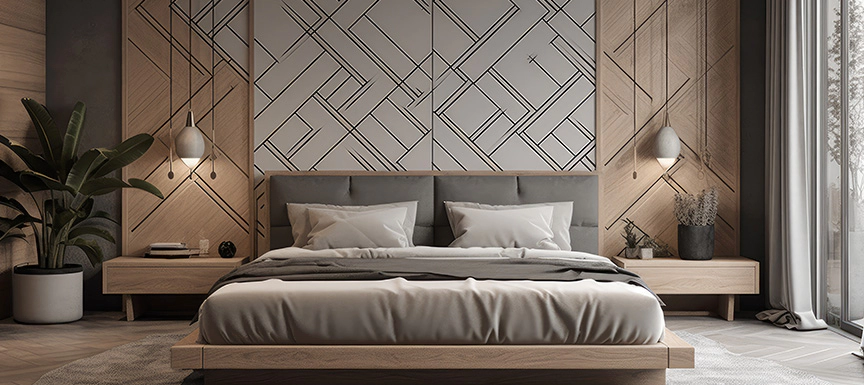Geometric Stencil Design for Bedroom