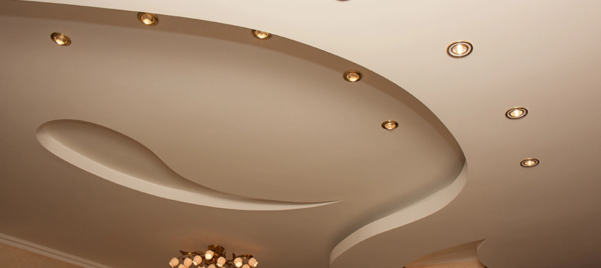 Modern Well-Lit Living Room with Gypsum: False Ceiling Design for Hall