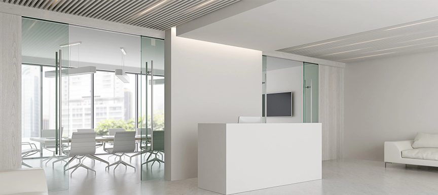 Office Reception False Ceiling Design | Suspended False Ceilings