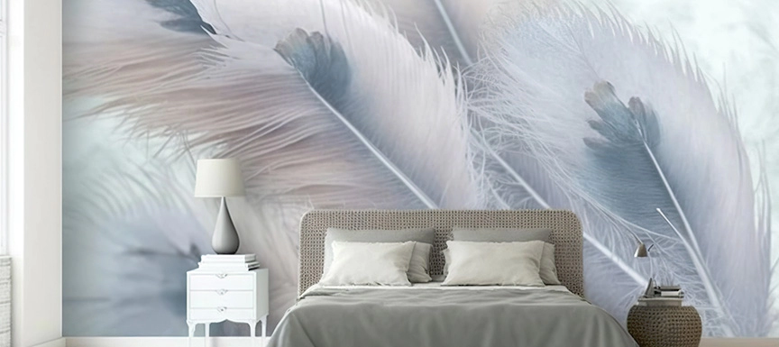 Tribal Feathers Bedroom Wall Stencils Design