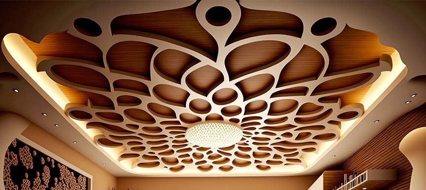 Wood Finish False Ceiling Design: A Natural False Ceiling Colour