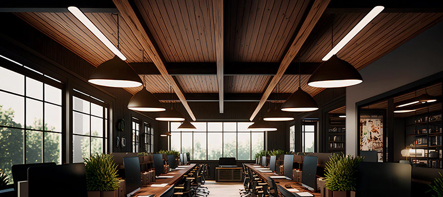 Wooden Office Cabin False Ceiling Design