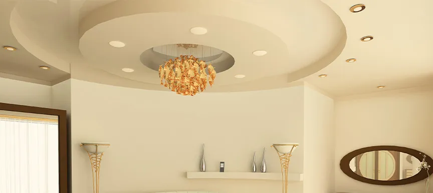 Bordered Ceiling Design for Dining Room