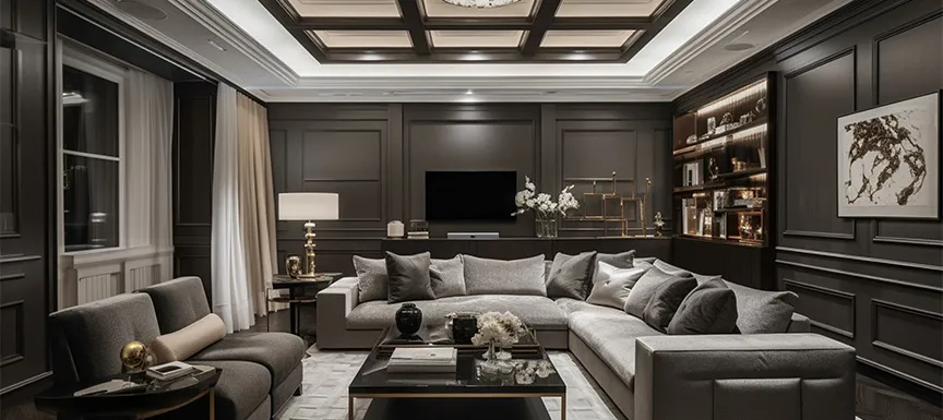 Coffered POP Design for Living Room