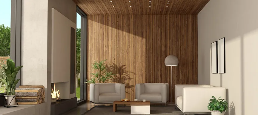 Modern POP Design for Hall with Wood