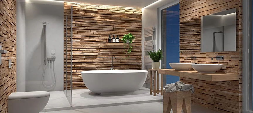 Bathroom Interior Designs with Mix-n-matched material