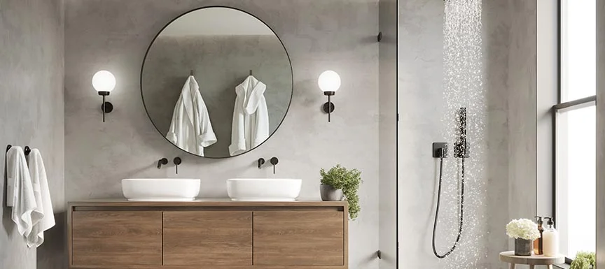 Utilize Mirrored walls for Bathroom Interior Designs