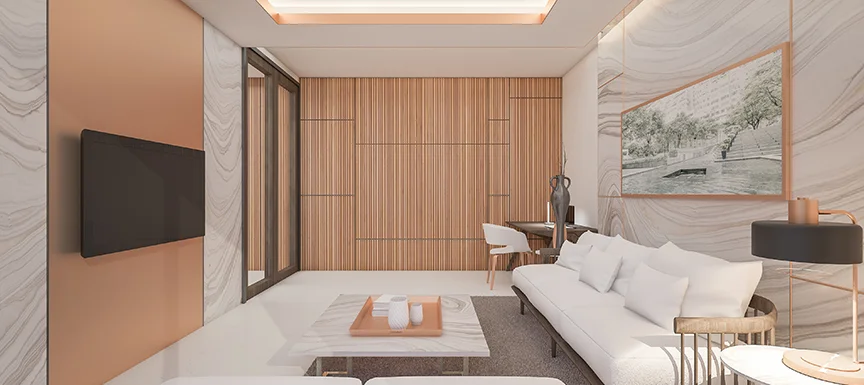 Copper Living Room Texture Paint Designs