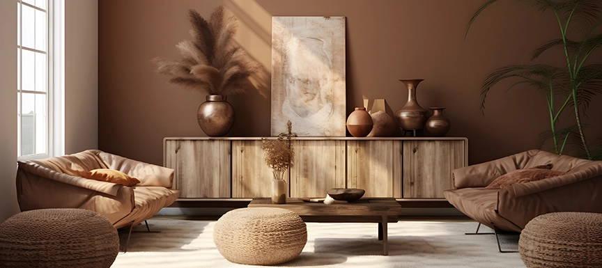 Combine rustic decor with earthy brown colour combination