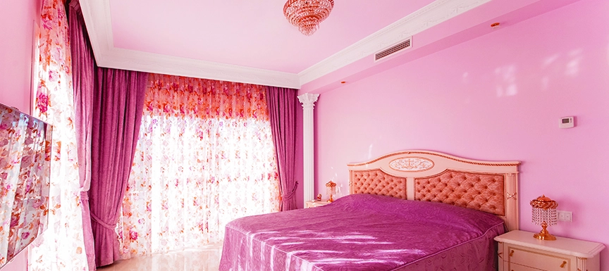 Pink Ceiling Colour for Bedroom