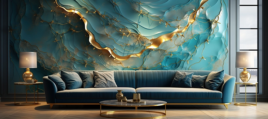Peacock Green Wall Paint Design