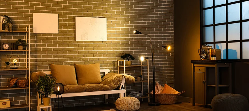 Accent Wall with Brickwork Wall Design and Wall with Glass Blocks