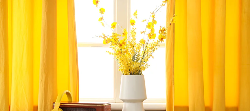 Grey and Yellow Living Room Curtain Ideas for Modern Contrast