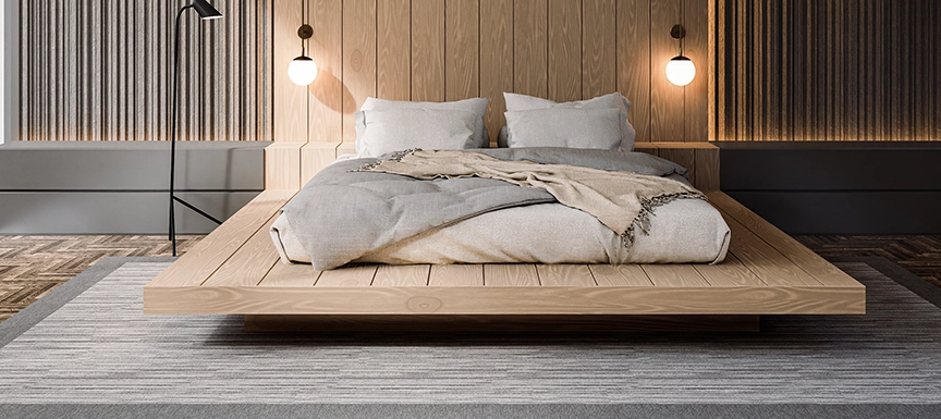 Rich Navy and Warm Wood for Guest Rooms