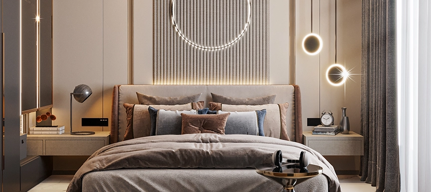 Soft Peach and Grey Guest Rooms