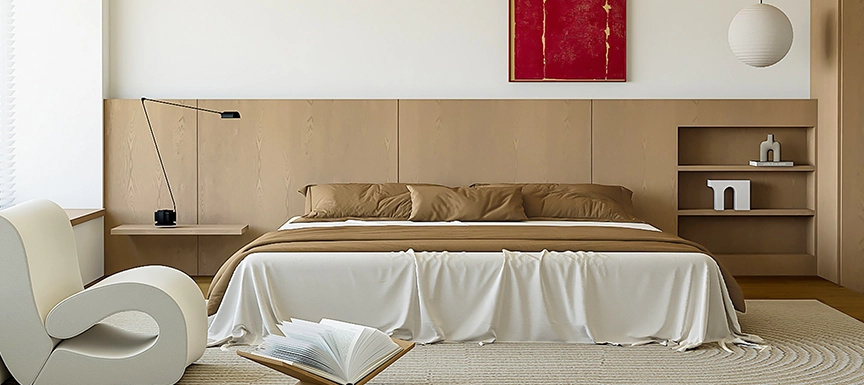 Warm Gold and Deep Burgundy Guest Rooms
