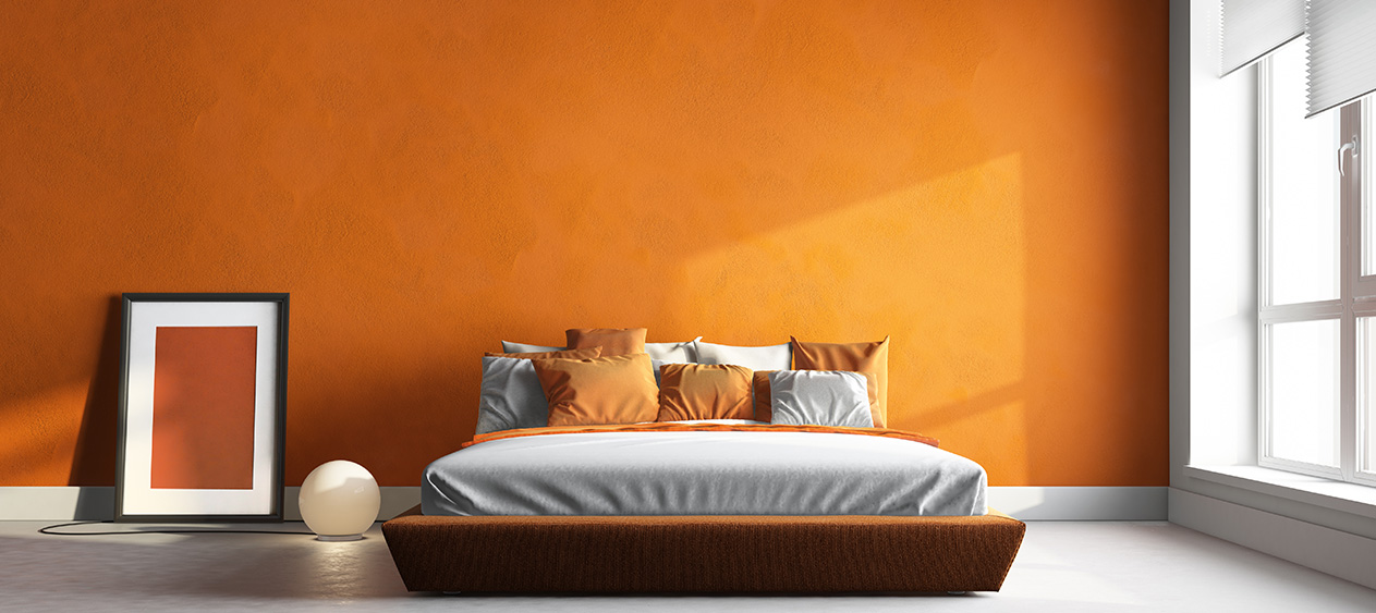 Orange Two Colour Combination for Bedroom Walls 