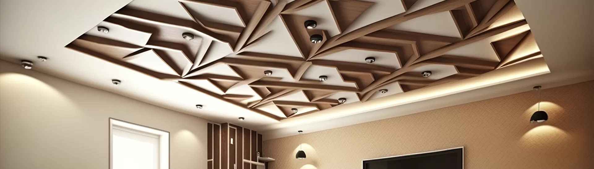 False ceiling interior design with plan and section view dwg file - Cadbull