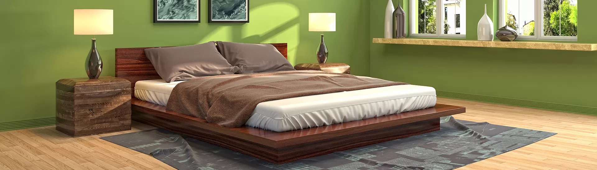 Modern Green Colour Combinations for Bedroom and Living Room