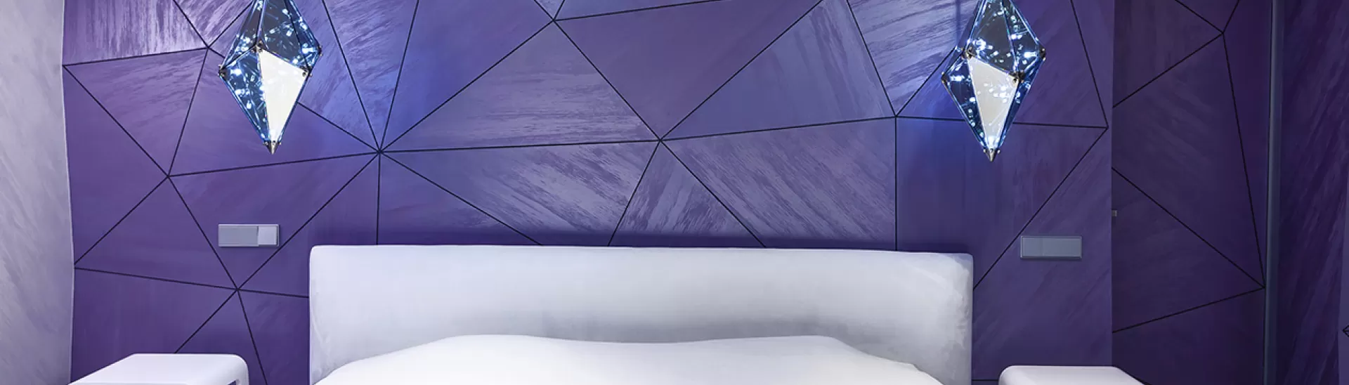 Purple two colour combination for bedroom walls