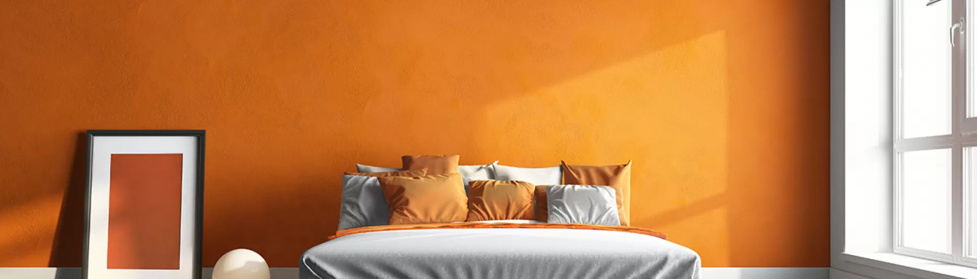 Orange Two Colour Combination for Bedroom Walls 