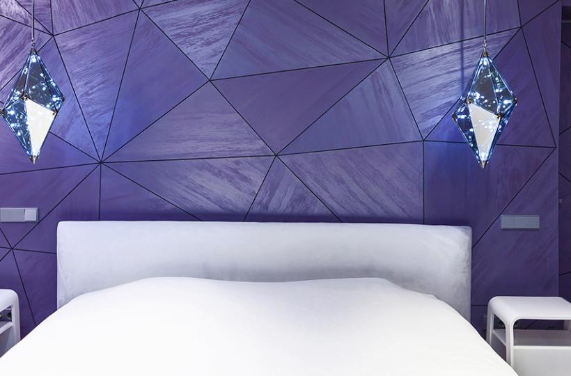 Purple two colour combination for bedroom walls