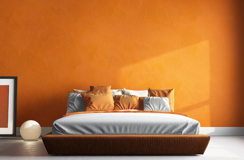 Orange Two Colour Combination for Bedroom Walls 