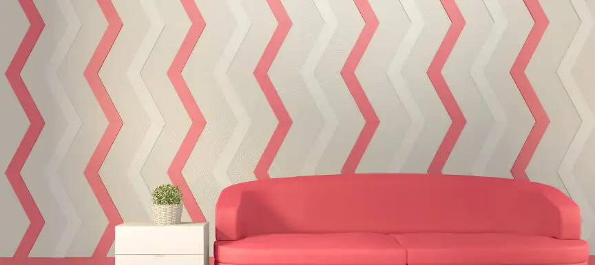 Abstract Colour Blocking with Wall Painting Design For Hall
