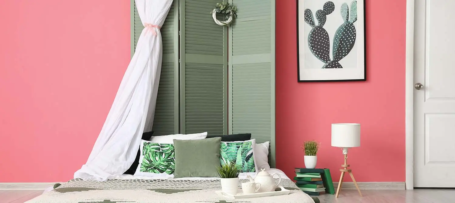 Pink Two Colour Combination for Bedroom Walls : Design Ideas with ...