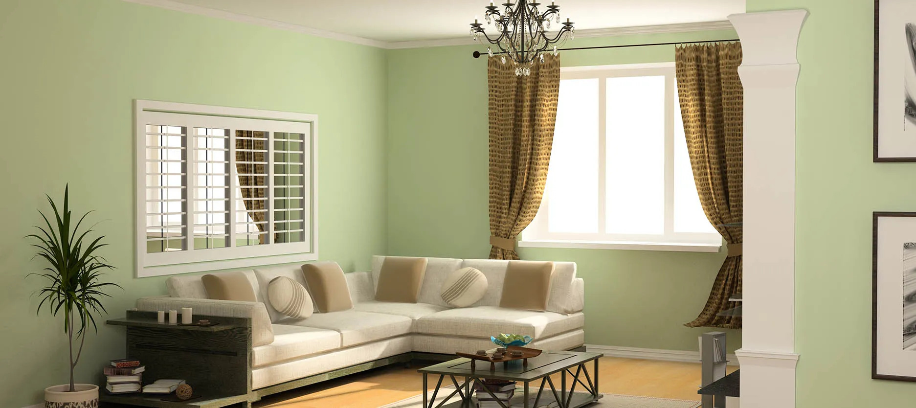 Colour combination for walls: Mint Green and Ivory