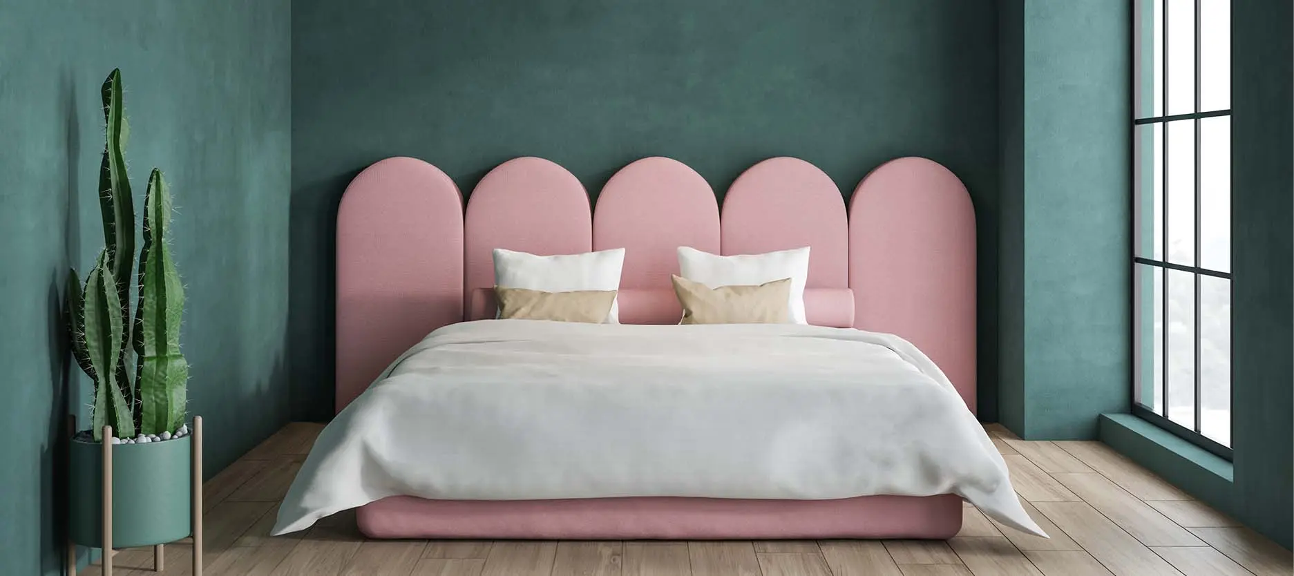 Pink Two Colour Combination for Bedroom Walls : Design Ideas with