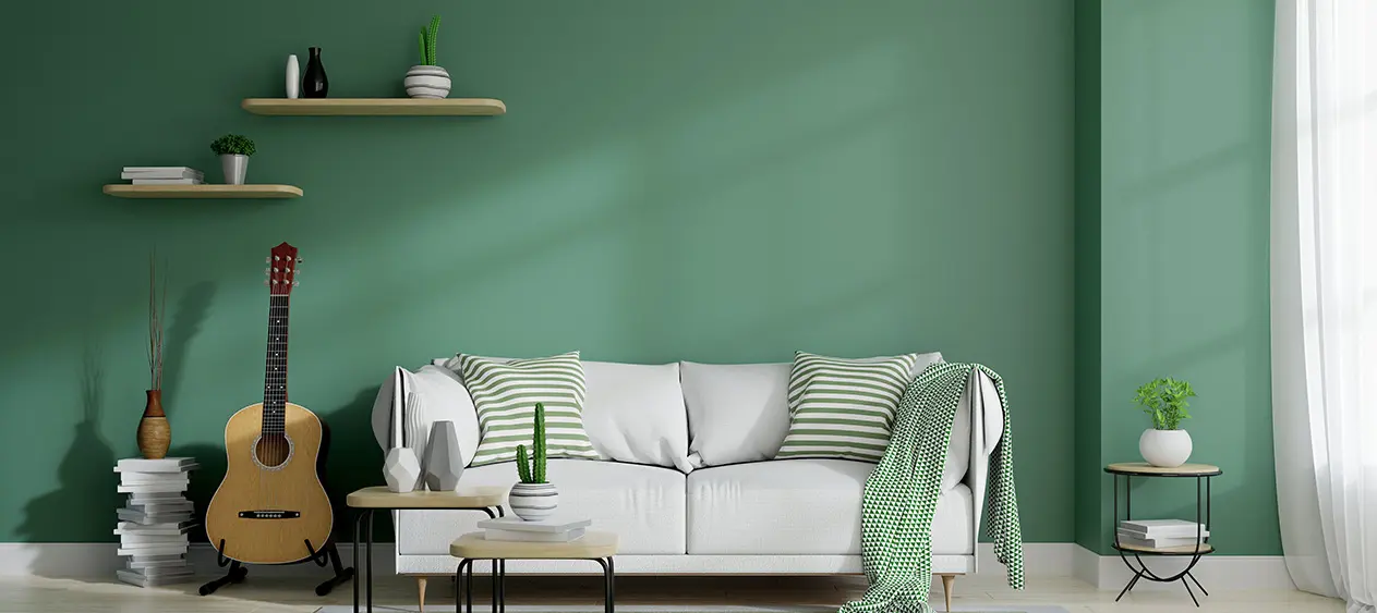 Green and white living room colour combination