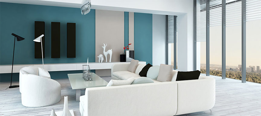 Home Interior Design With White And Blue Colour Images