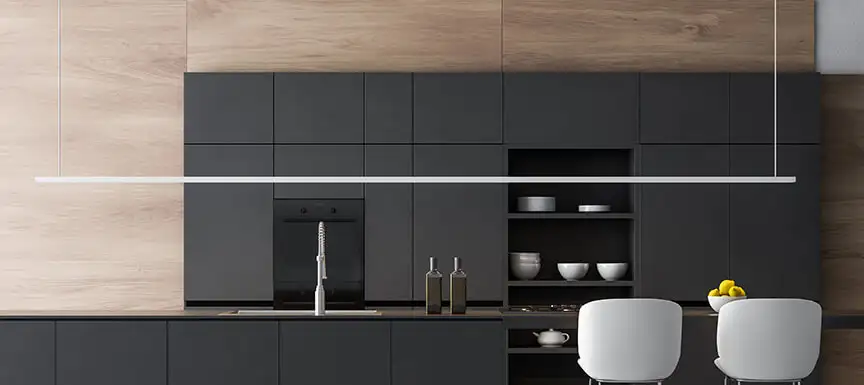 Matte Black Kitchens with Wooden Textures