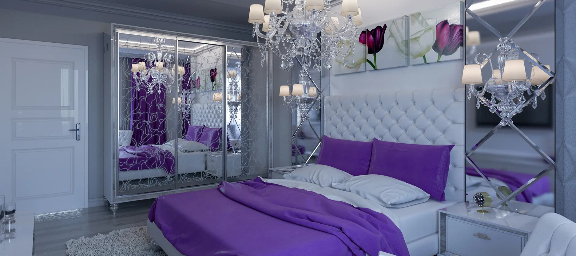 Purple and Pearl White colour combination for your Home