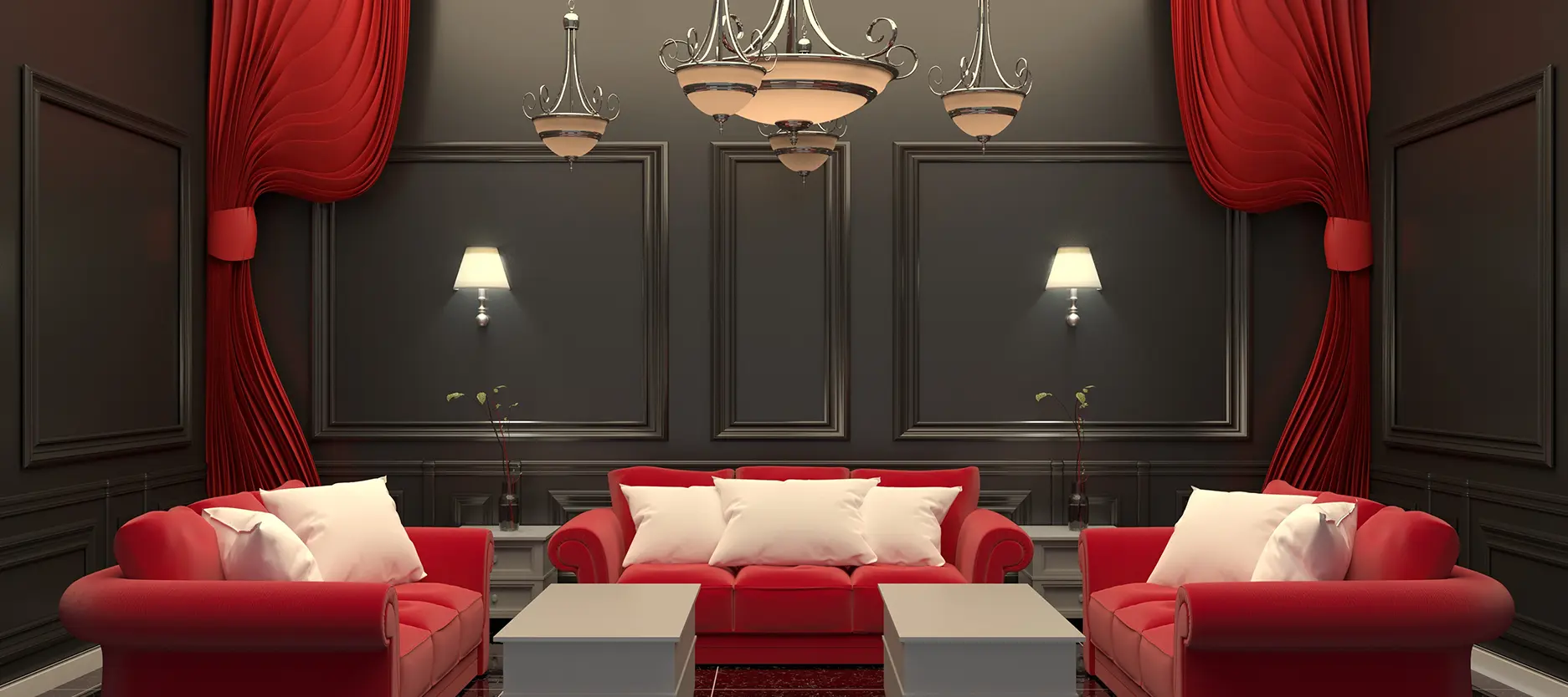 Red and black living room colour combination