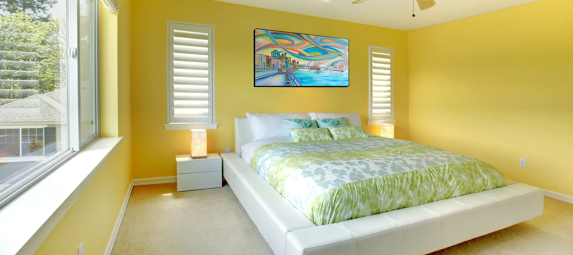 Yellow and cream bedroom colour combinations are good for kids, grown ups and couples