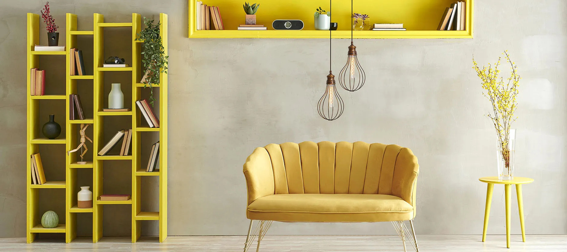 Yellow and Grey Accents colour combination for your Home